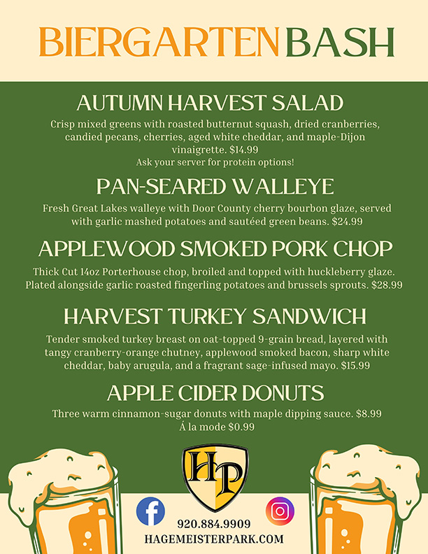 Hagemeister Park - Biergarten Menu