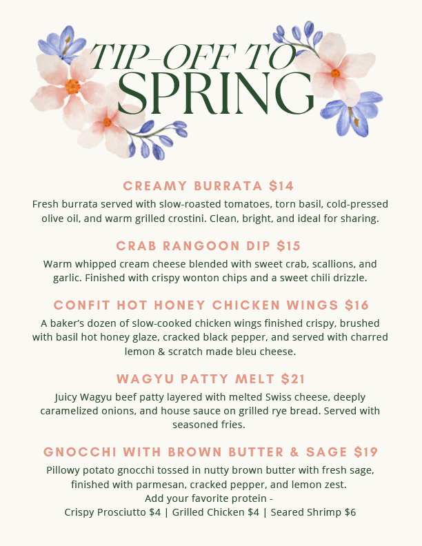 Hagemeister Park - Spring Menu
