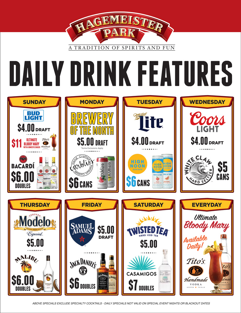 Hagemeister Park - Daily Drink Specials