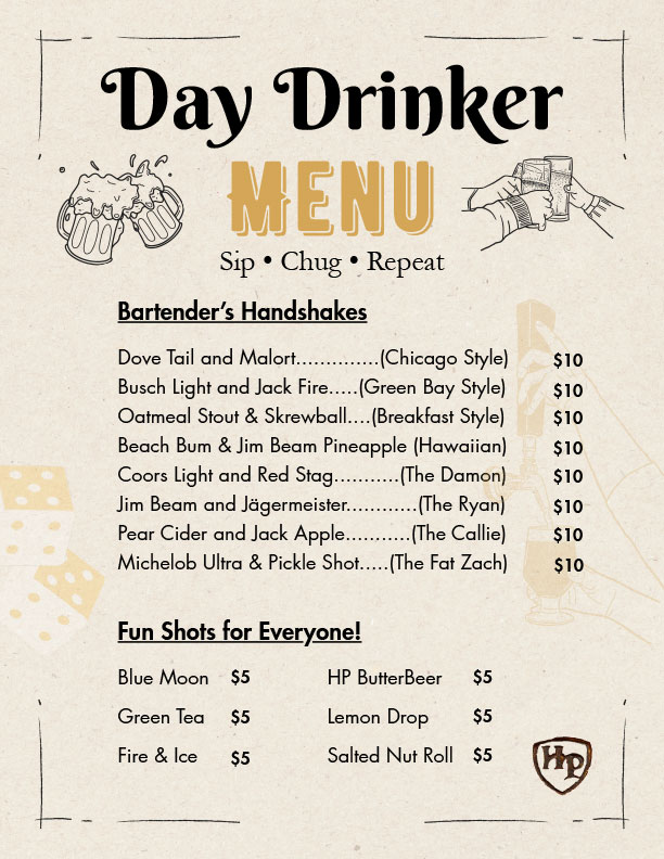 Hagemeister Park - Day Drinker Menu