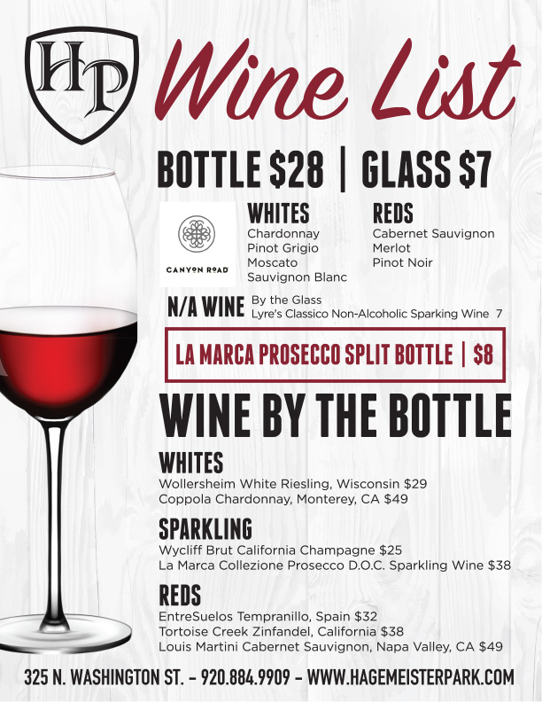 Hagemeister Park - Wine Menu